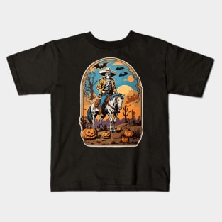 Halloween skeleton cowboy Kids T-Shirt